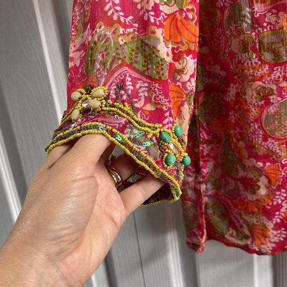 ☀️🏝️Raj India Silk Jewelled Beach Cover Medium - Picture 5 of 9